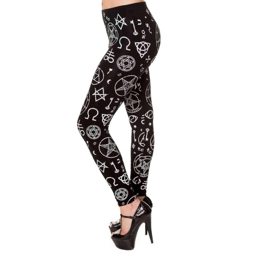 Banned - Pentagram Leggings - Noir/Blanc